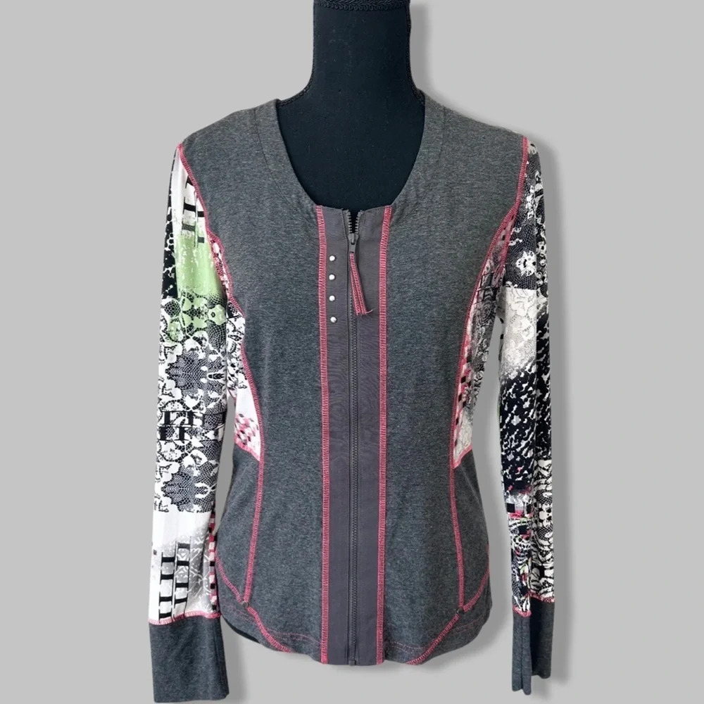 Taifun Grey  Jersey Fabric Full Zip Long Sleeve